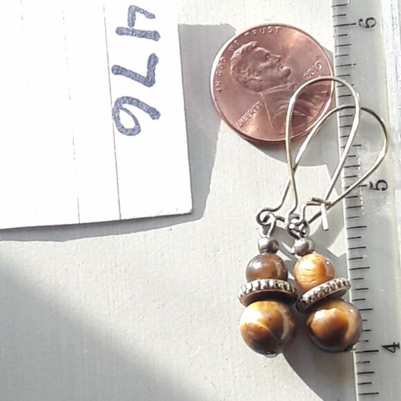 artisan earrings 476#mfs NEW boho Tigers eye gemstone dangle earrings fairycore - Picture 5 of 5